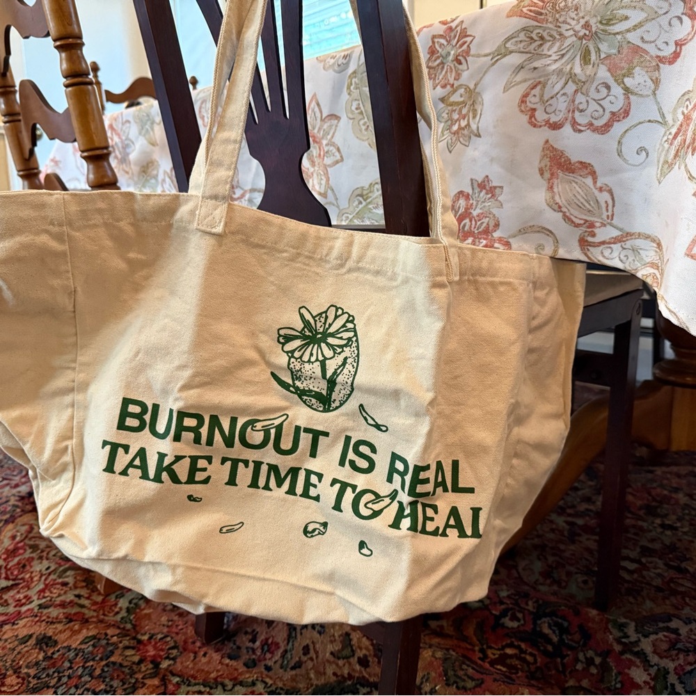 Mayfair Group Canvas Long Tote Bag with Green Print